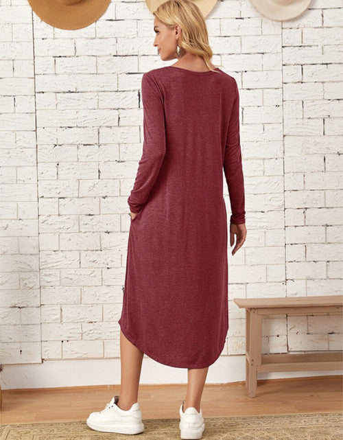 Load image into Gallery viewer, Pocketed Round Neck Long Sleeve Tee Dress
