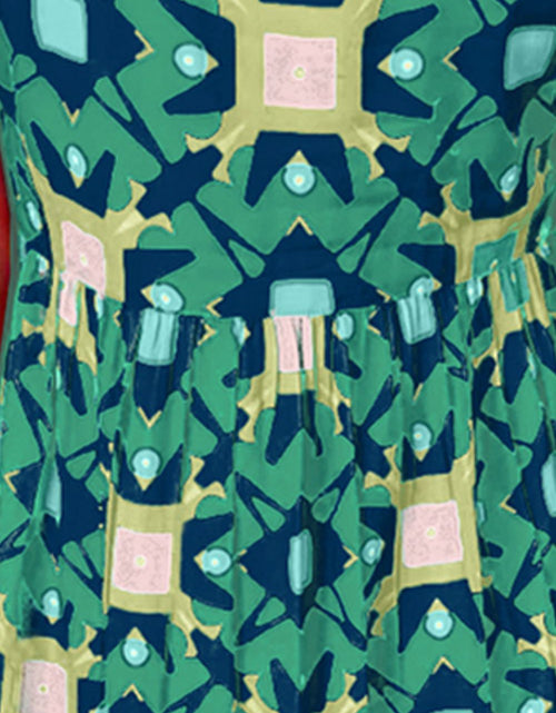 Load image into Gallery viewer, Printed Notched Cap Sleeve Dress

