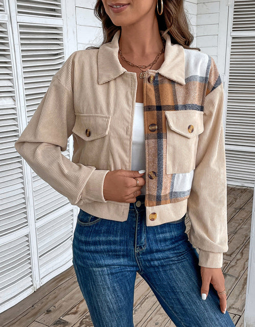 Load image into Gallery viewer, Perfee Color Block Collared Neck Button-Up Jacket
