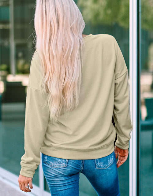 Load image into Gallery viewer, Letter Graphic Leopard Dropped Shoulder Sweatshirt
