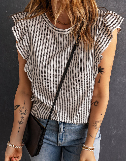 Load image into Gallery viewer, Striped Flutter Sleeve Tank
