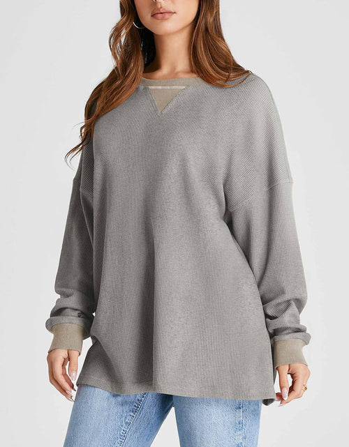 Load image into Gallery viewer, Waffle Knit Round Neck Long Sleeve T-Shirt
