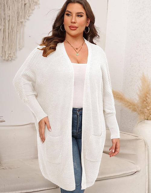Load image into Gallery viewer, Plus Size Open Front Cardigan With Pockets
