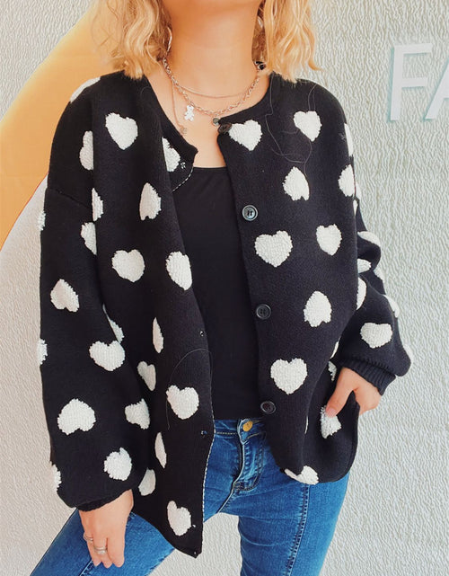 Load image into Gallery viewer, Heart Button Up Long Sleeve Cardigan

