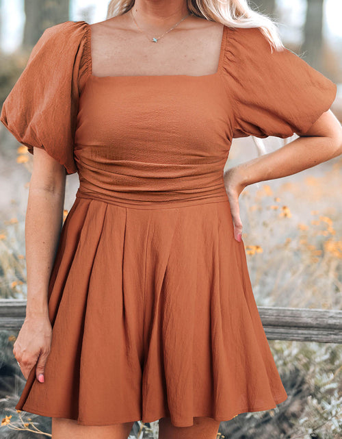 Load image into Gallery viewer, Square Neck Pleated Romper with Pockets
