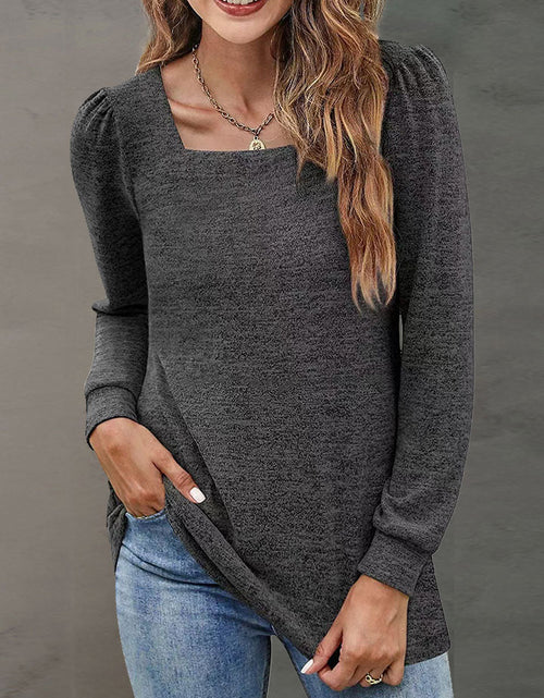 Load image into Gallery viewer, Heathered Square Neck Long Sleeve T-Shirt
