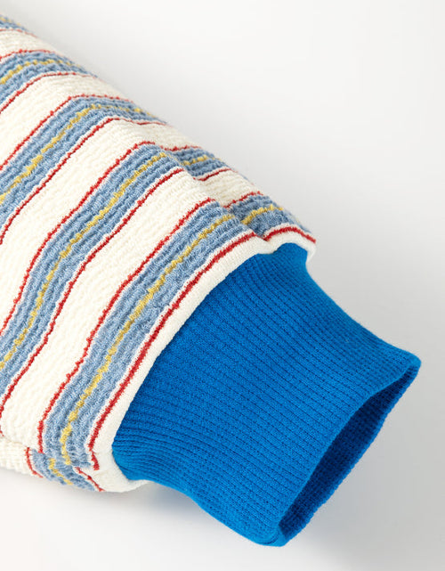 Load image into Gallery viewer, Striped Johnny Collar Long Sleeve Sweatshirt
