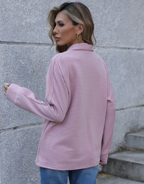 Load image into Gallery viewer, Full Size Ribbed Quarter Zip Long Sleeve Sweatshirt
