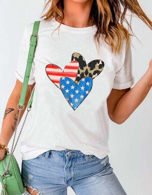 Load image into Gallery viewer, Heart Round Neck Short Sleeve T-Shirt
