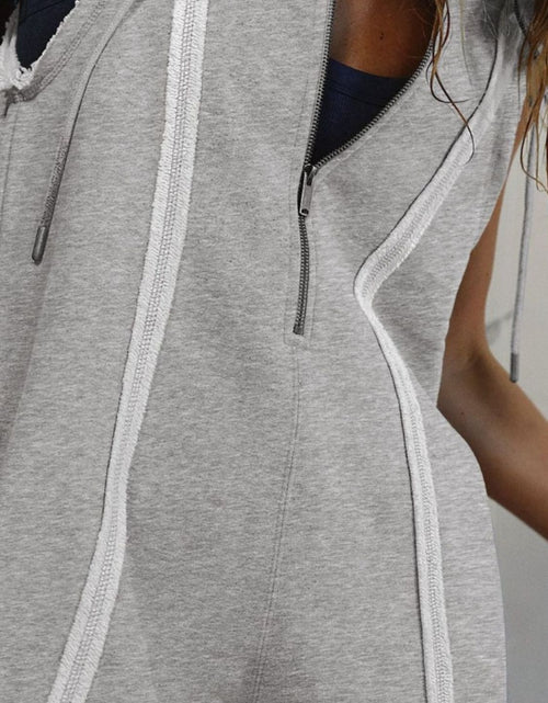 Load image into Gallery viewer, Half Zipped Hooded Sleeveless Romper
