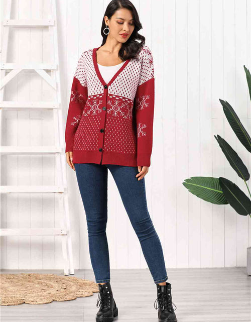 Load image into Gallery viewer, Snowflake Button Down Cardigan
