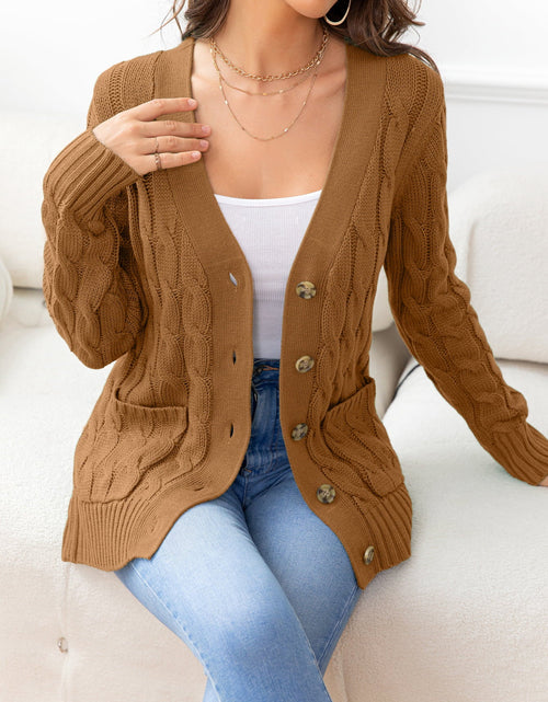 Load image into Gallery viewer, Button Down Cable-Knit Cardigan
