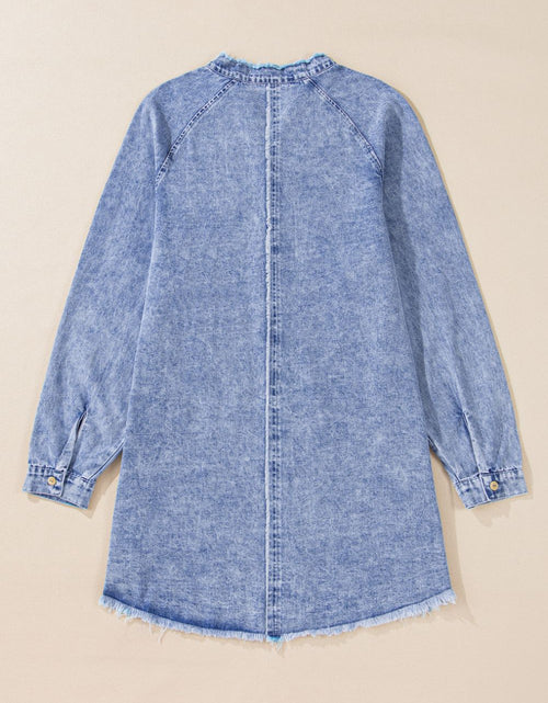 Load image into Gallery viewer, Raw Hem Button Down Long Sleeve Denim Dress
