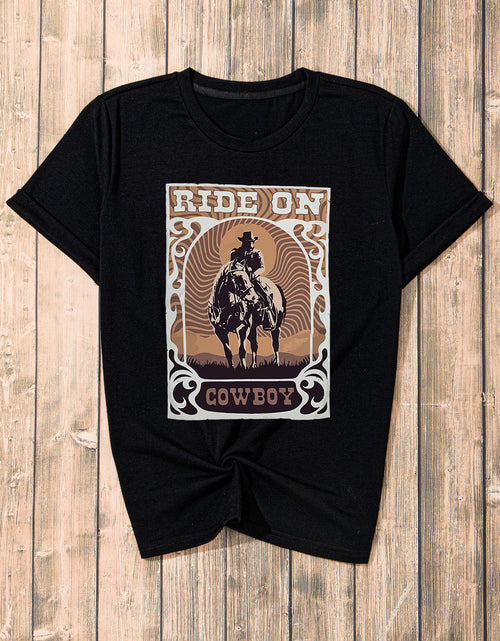 Load image into Gallery viewer, Graphic Round Neck Short Sleeve T-Shirt

