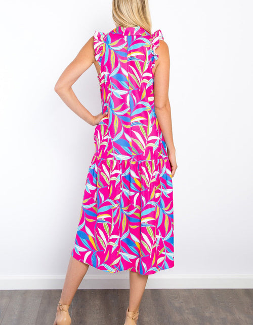 Load image into Gallery viewer, Be Stage Print Ruffled Midi Dress with Pockets
