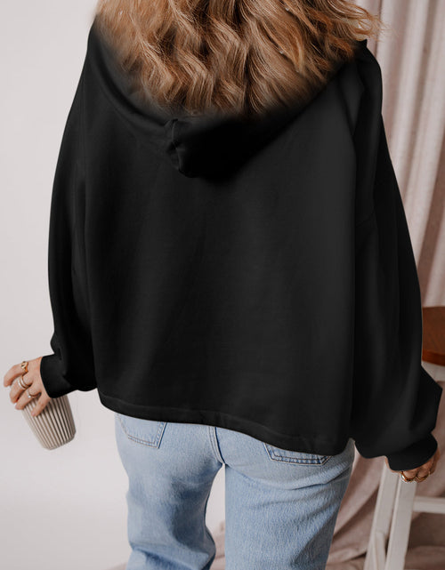 Load image into Gallery viewer, Pocketed Half Zip Dropped Shoulder Hoodie
