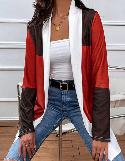 Load image into Gallery viewer, Shiny Color Block Open Front Cardigan

