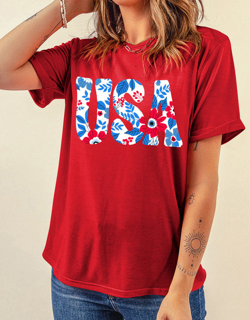 Load image into Gallery viewer, USA Round Neck Short Sleeve T-Shirt
