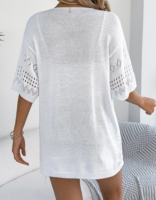Load image into Gallery viewer, Openwork Open Front Half Sleeve Cardigan
