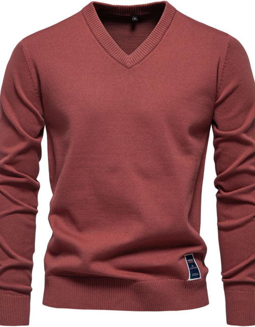 Load image into Gallery viewer, Men's Ribbed Hem V-Neck Long Sleeve Sweater
