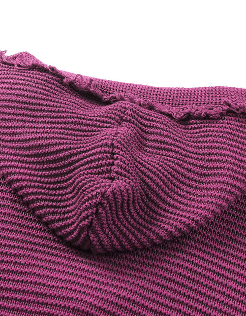 Load image into Gallery viewer, Woven Right Horizontal Ribbing Fringe Trim Hooded Sweater
