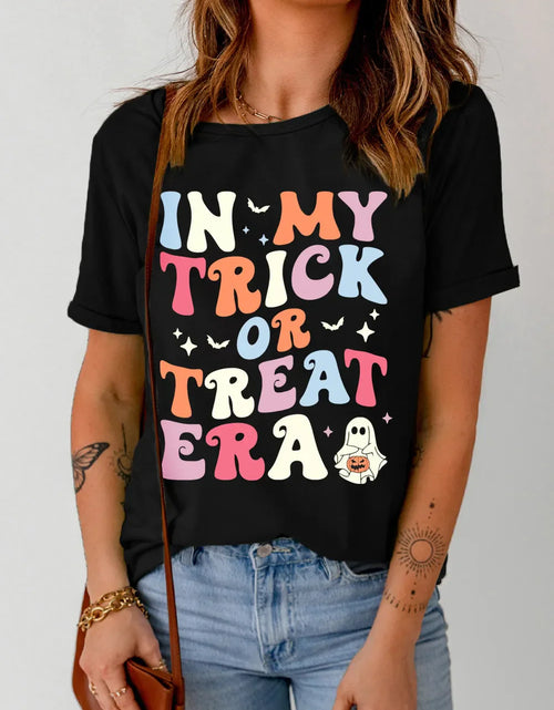 Load image into Gallery viewer, Letter Graphic Round Neck Short Sleeve T-Shirt
