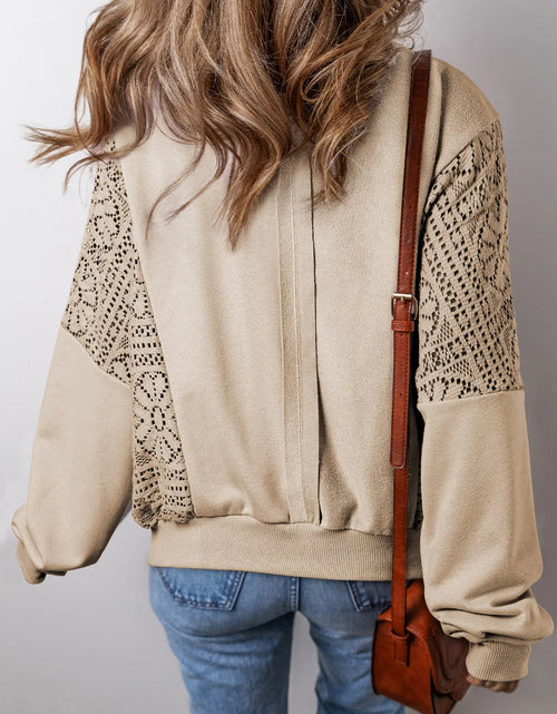 Load image into Gallery viewer, Openwork Round Neck Long Sleeve Sweatshirt

