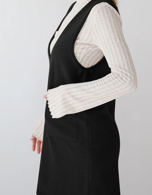 Load image into Gallery viewer, Lovelet Pocketed V-Neck Mini Sweater Overall Dress
