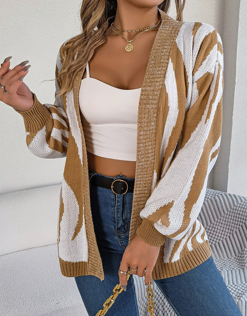 Load image into Gallery viewer, Open Front Animal Print Cardigan
