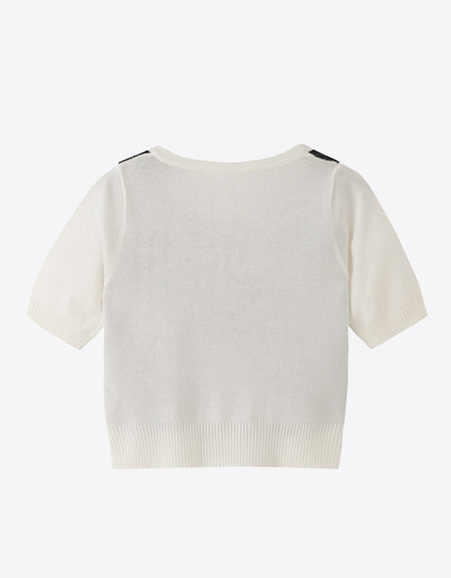 Load image into Gallery viewer, Argyle Round Neck Ribbed Trim Cardigan
