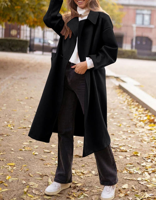 Load image into Gallery viewer, Pocketed Collared Neck Long Sleeve Coat
