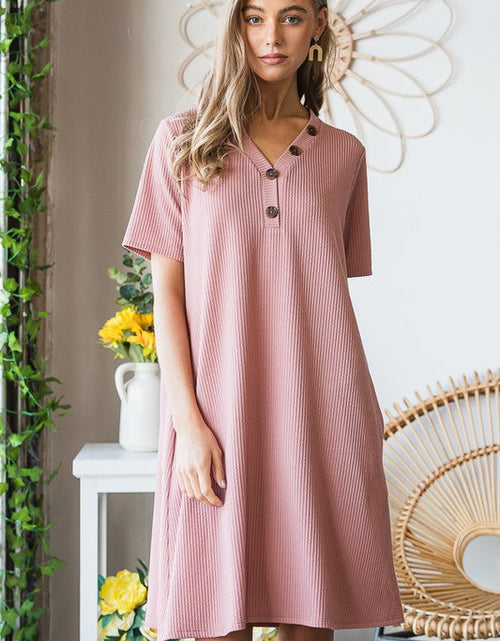 Load image into Gallery viewer, Heimish Full Size Solid Ribbed Mini Dress with Button Plus Size
