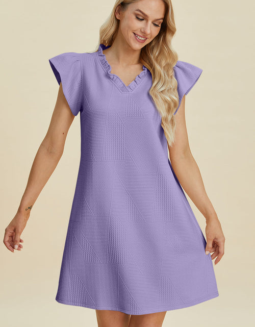 Load image into Gallery viewer, Double Take Full Size Ruffled V-Neck Cap Sleeve Dress
