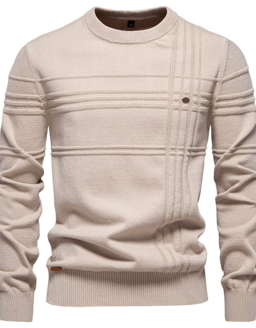 Load image into Gallery viewer, Men's Round Neck Striped Sweater
