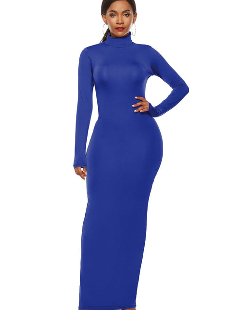 Load image into Gallery viewer, Mock Neck Long Sleeve Maxi Slim Dress
