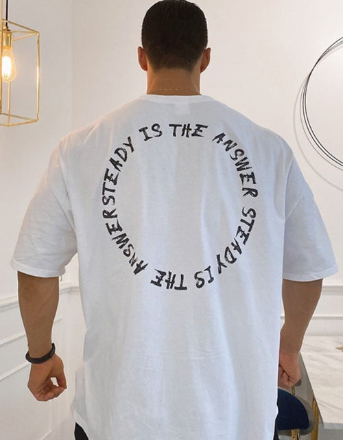 Load image into Gallery viewer, Men's Plus Size Letter Round Neck Half Sleeve T-Shirt
