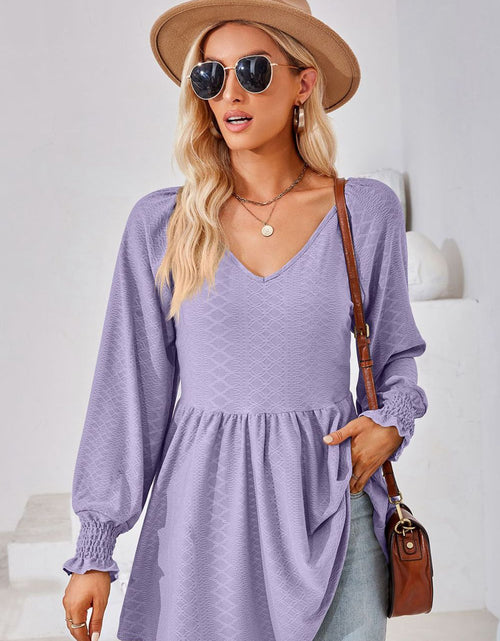 Load image into Gallery viewer, V-Neck Lantern Sleeve Blouse
