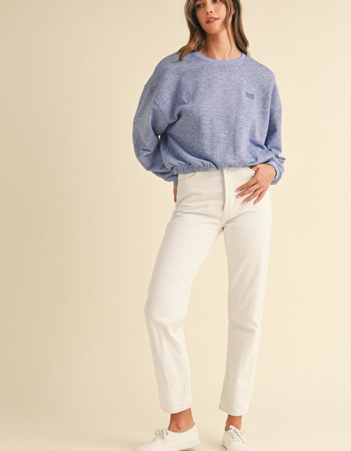 Load image into Gallery viewer, Mable Round Neck Letter Embroidery Crop Sweatshirt
