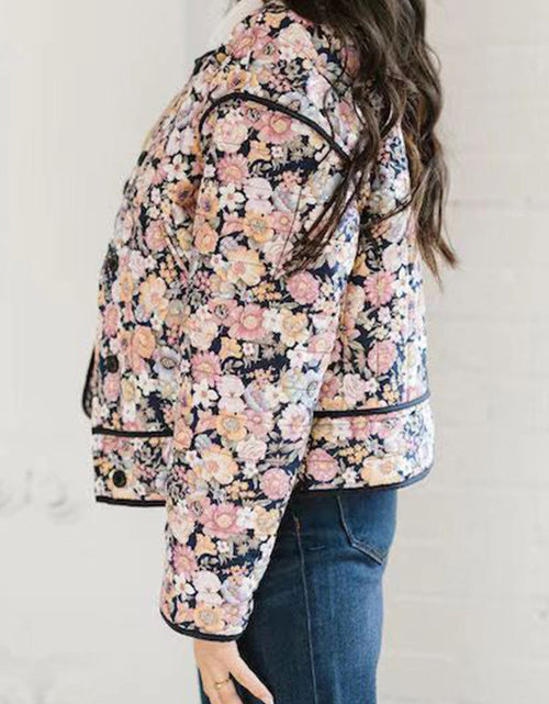 Load image into Gallery viewer, Floral Button Up Long Sleeve Winter Coat
