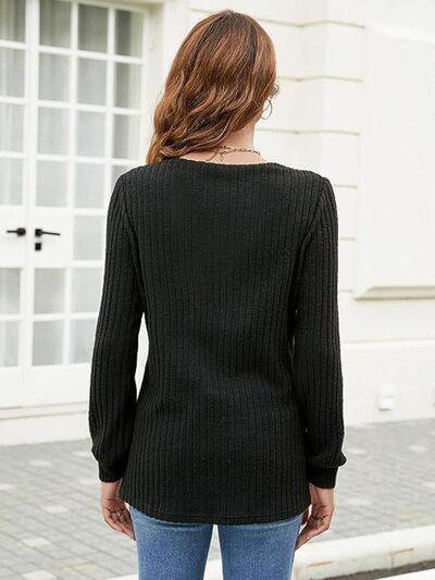 Load image into Gallery viewer, Ribbed Surplice Long Sleeve T-Shirt
