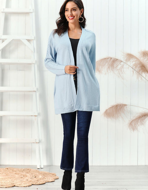 Load image into Gallery viewer, Cable-Knit Open Front Long Sleeve Cardigan

