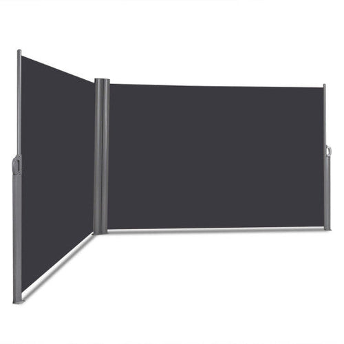 Load image into Gallery viewer, 237 x 63 Inch Patio Retractable Double Folding Side Awning Screen Divider
