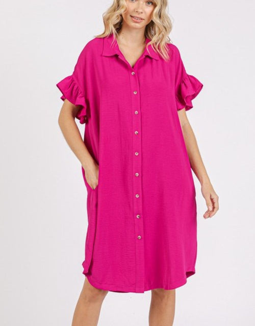 Load image into Gallery viewer, Mittoshop Button Down Flounce Sleeve Dress with Pockets
