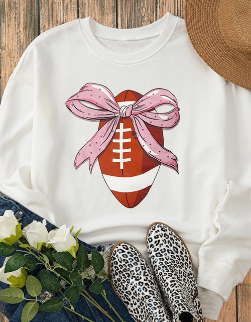 Load image into Gallery viewer, Football Round Neck Long Sleeve Sweatshirt
