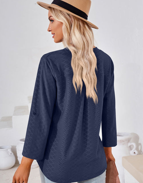 Load image into Gallery viewer, V-Neck Roll-Tap Sleeve Blouse
