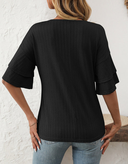Load image into Gallery viewer, Mandy V-Neck Ruffle Half Sleeve Top
