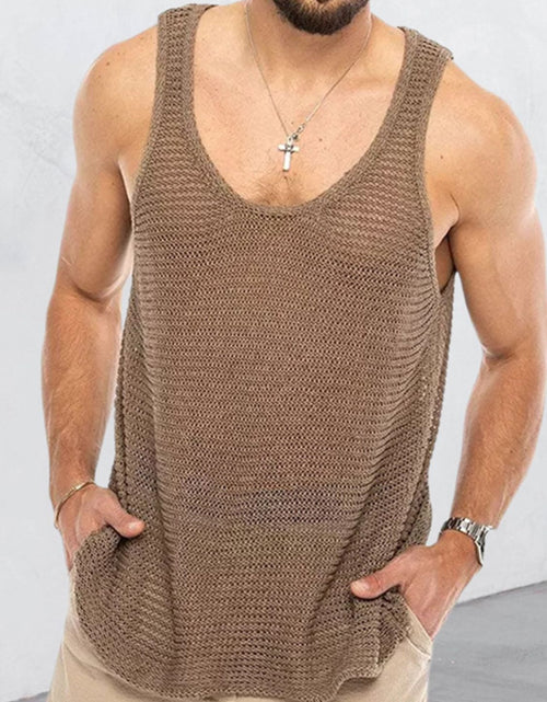 Load image into Gallery viewer, Men's Plus Size Round Neck Wide Strap Tank
