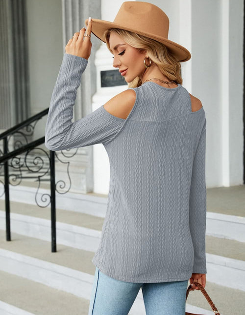 Load image into Gallery viewer, Dropped Shoulder Long Sleeve Blouse
