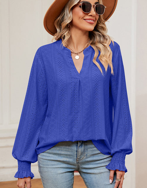 Load image into Gallery viewer, Eyelet Notched Long Sleeve T-Shirt

