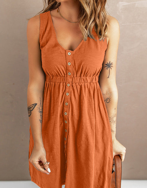Load image into Gallery viewer, Sleeveless Button Down Mini Magic Dress

